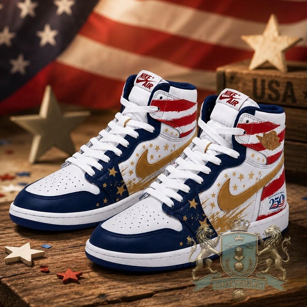 America 250th Anniversary Stars Stripes High-Top Sneakers