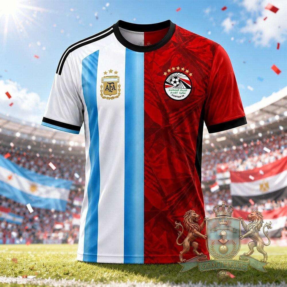 Argentina Egypt Split Football Jersey - Front View