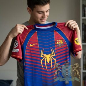 New FC Barcelona x Spider Man Marvel Soccer Jersey