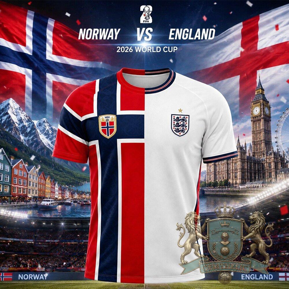 Norway England 2026 World Cup Match Split Football Jersey - Front View
