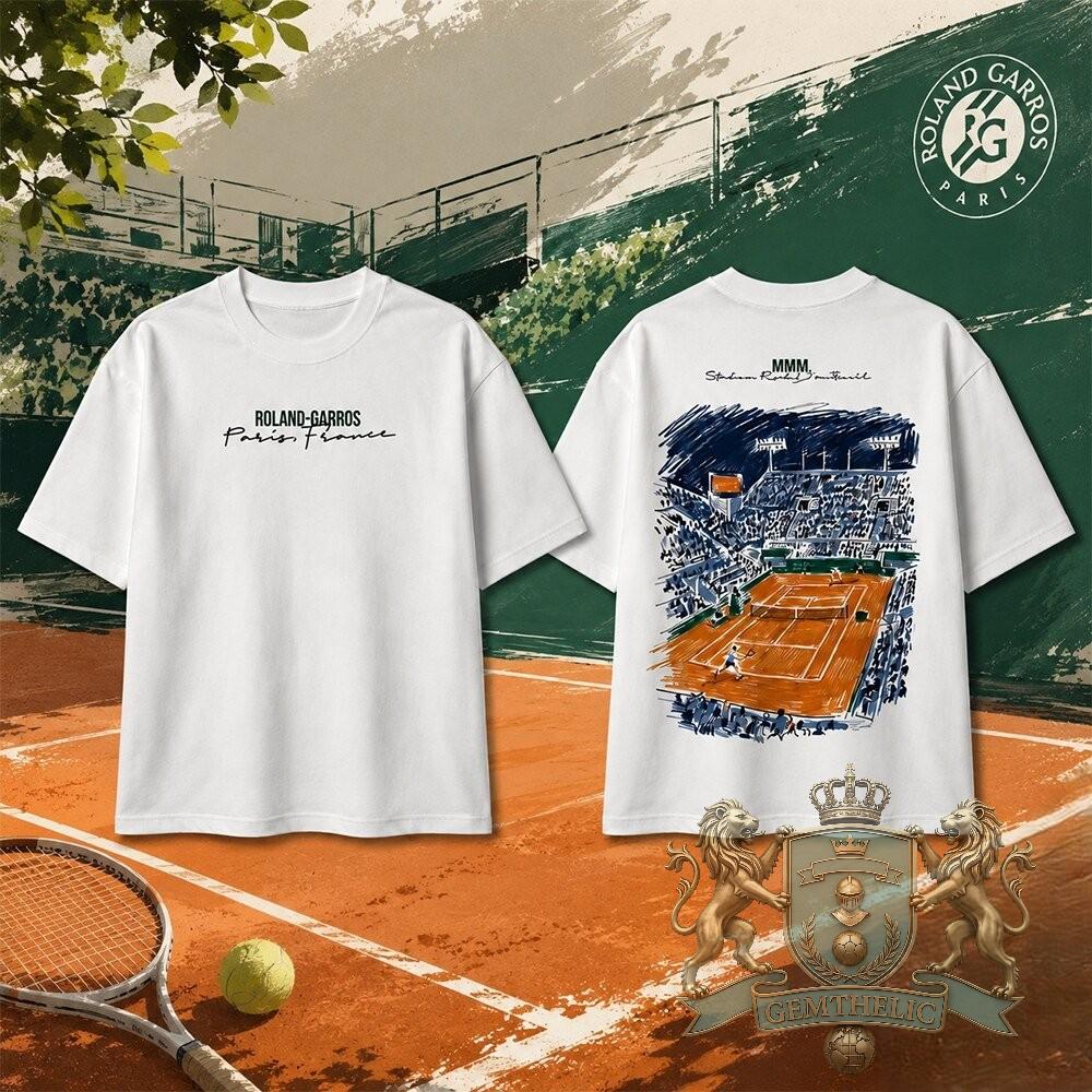 Roland Garros Paris France Tennis Clay Court T-Shirt - Front View
