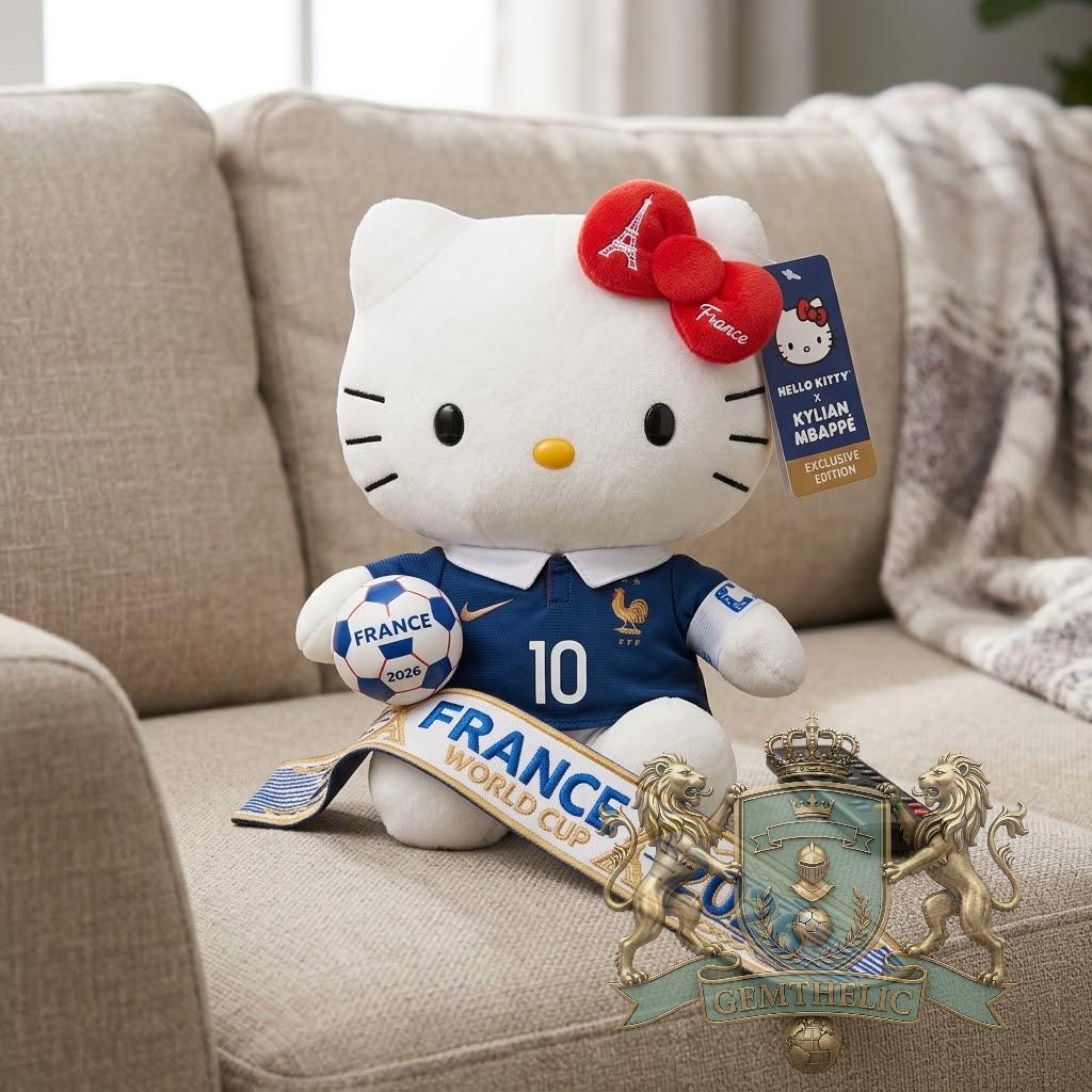 Hello Kitty Kylian Mbappé France 2026 World Cup Plush Toy - Detail View