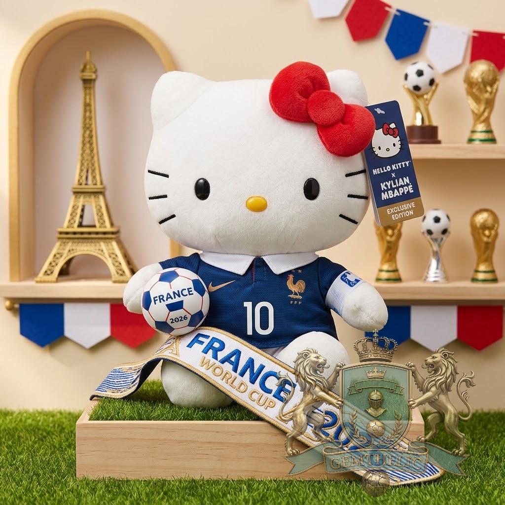 Hello Kitty Kylian Mbappé France 2026 World Cup Plush Toy - Front View