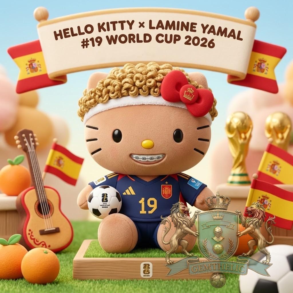 Hello Kitty Lamine Yamal World Cup 2026 Plush Toy - Front View