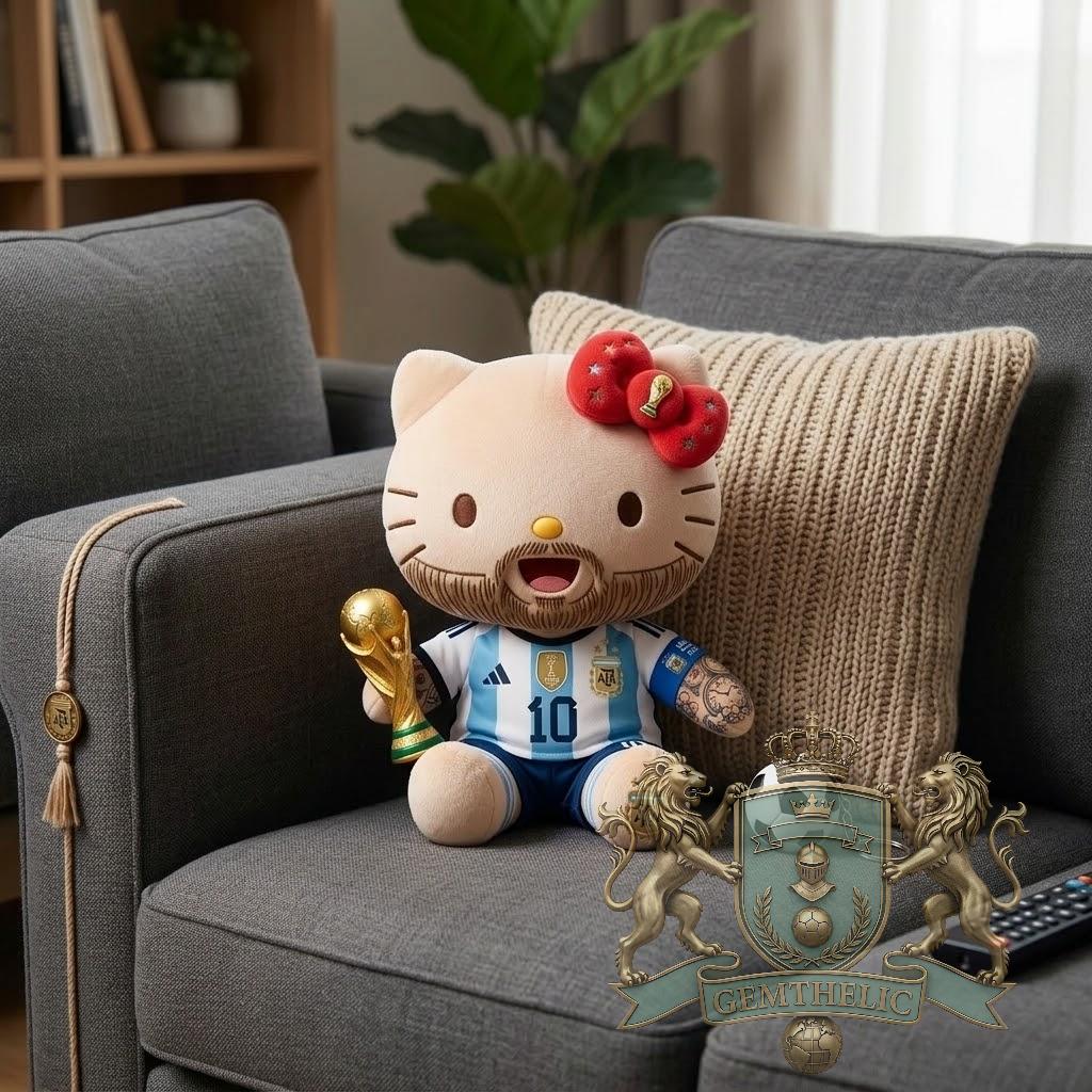 Hello Kitty Messi Argentina FIFA World Cup 2026 Edition Plush Toy - Detail View