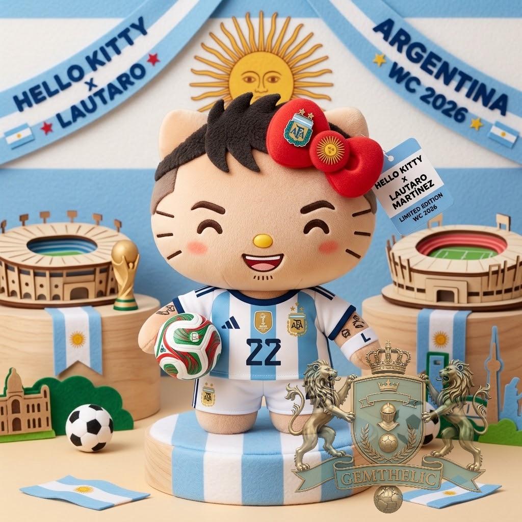 Hello Kitty Lautaro Martínez World Cup 2026 Plush Toy - Front View