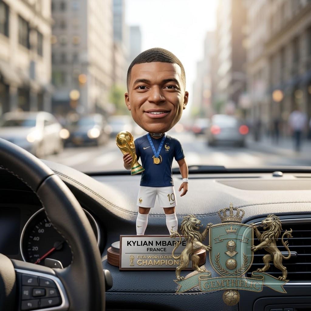 Kylian Mbappe World Cup 2026 Champions Bobblehead Figure - Detail View