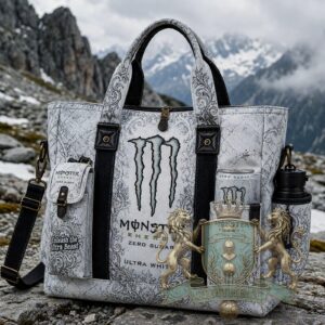 Monster Energy Ultra White Gemthelic Crest Tote Bag