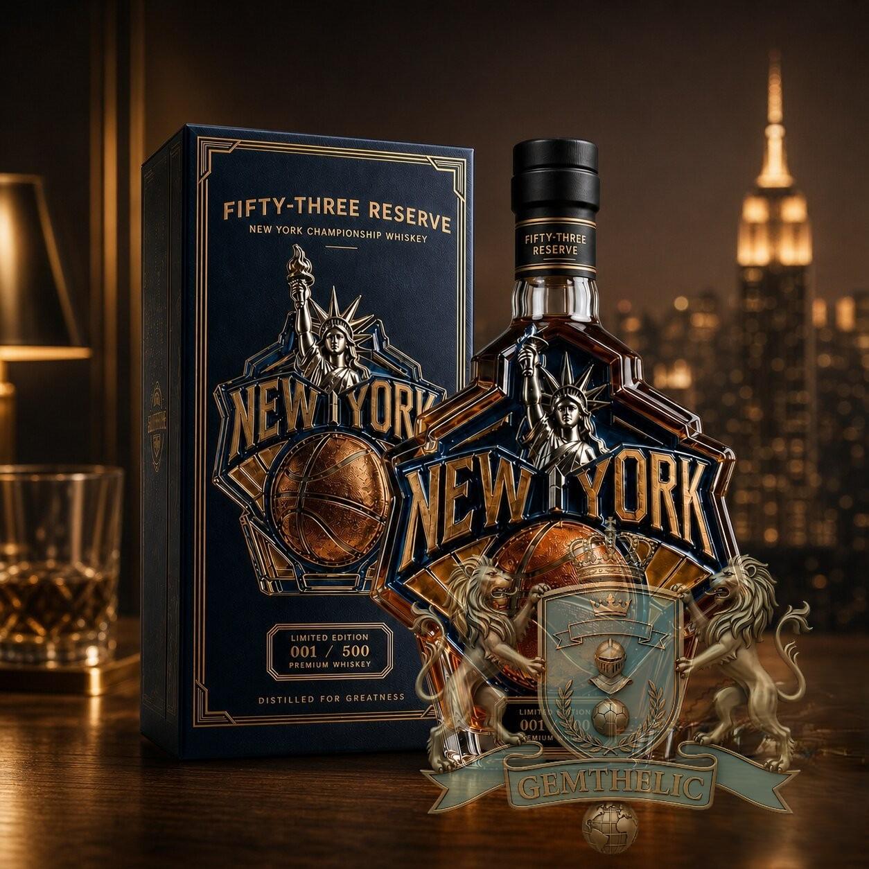New York Basketball Championship Whiskey Bottle - Front View