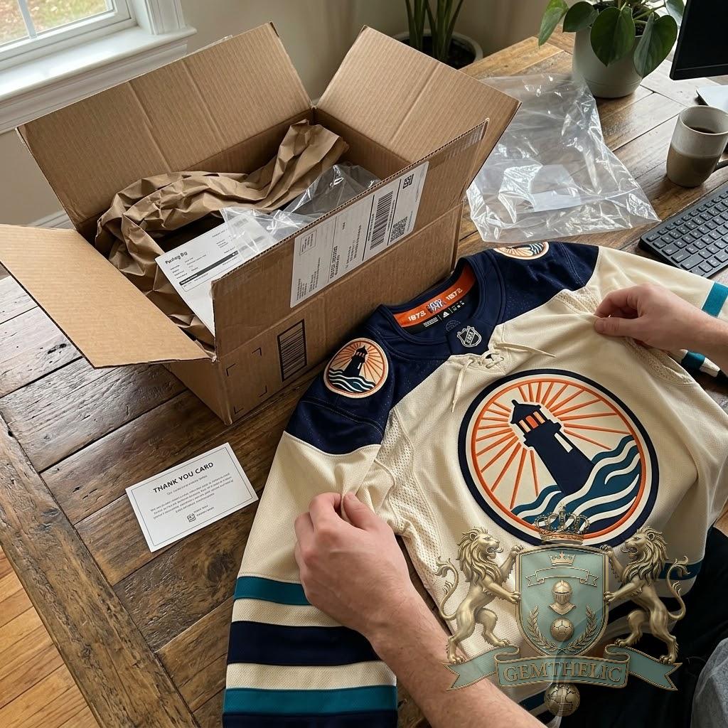 New York Islanders Lighthouse Mathew Barzal Player Hockey Jersey - Detail View