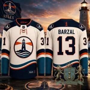 New York Islanders Lighthouse Mathew Barzal Player Hockey Jersey