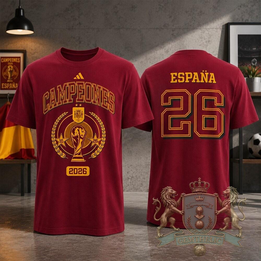 Spain National Football Team World Cup Champions 2026 T-Shirt - Detail View