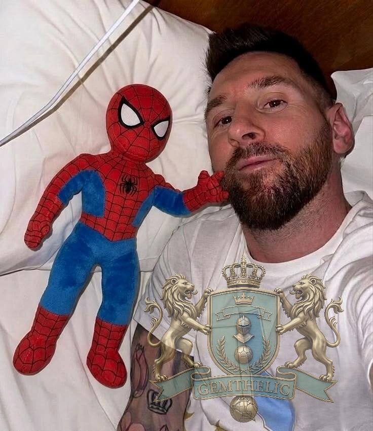 Lionel Messi Spider Man Plush Stuffed Toy Marvel Superhero Cute Doll - Detail View