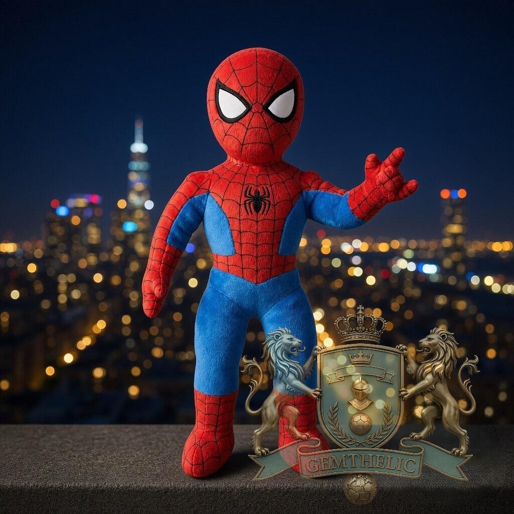 Lionel Messi Spider Man Plush Stuffed Toy Marvel Superhero Cute Doll - Front View
