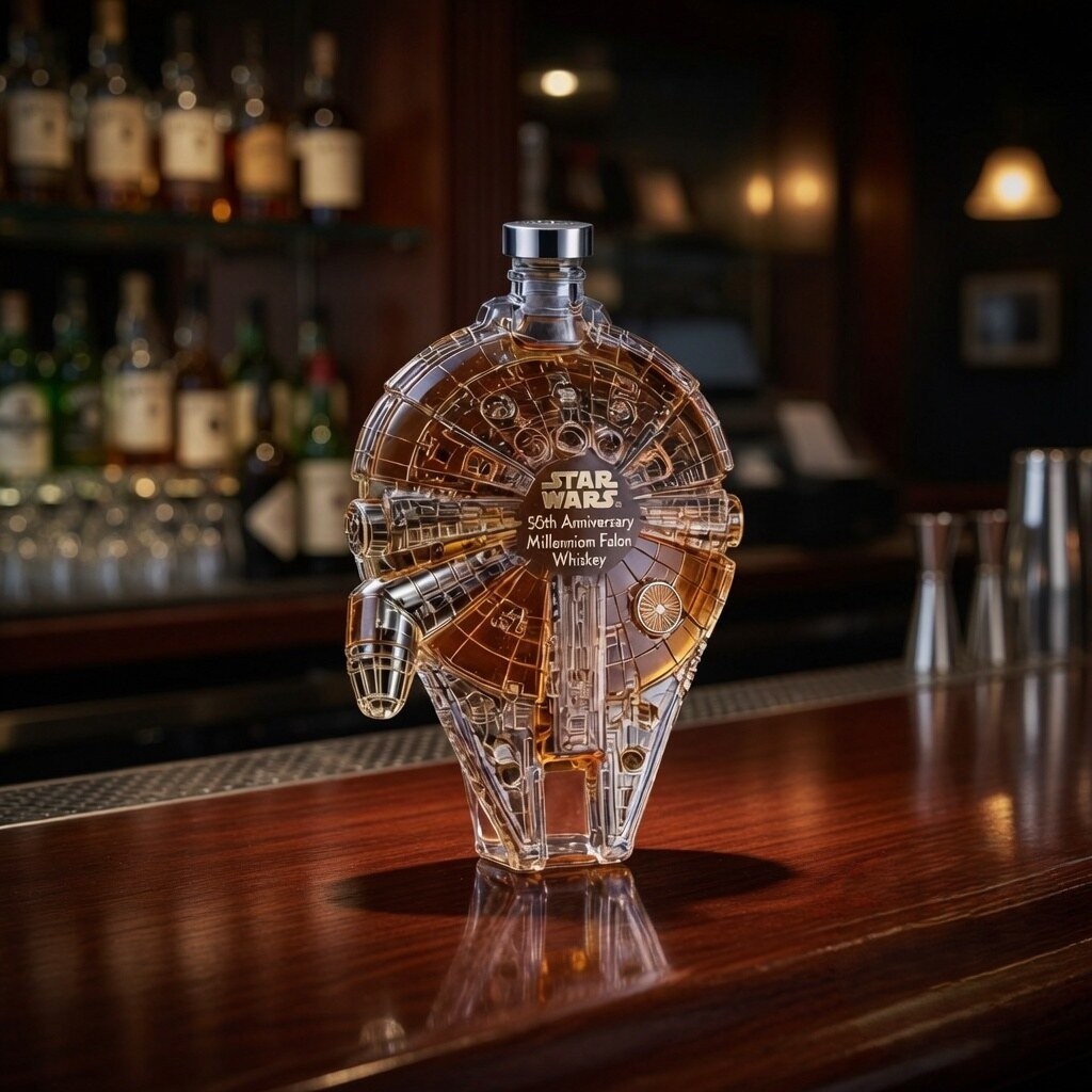 Star Wars 50th Anniversary Millennium Falcon Whiskey Bottle
