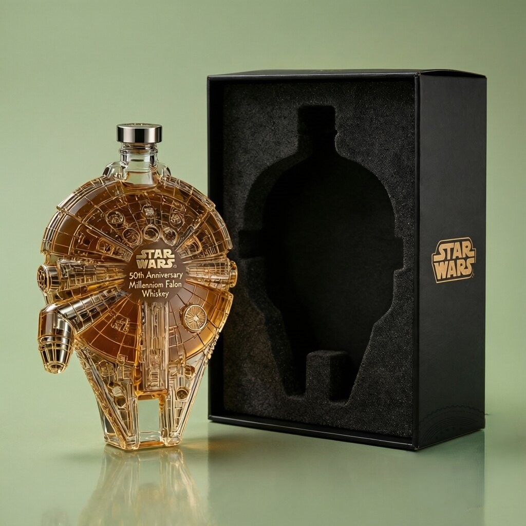 Star Wars 50th Anniversary Millennium Falcon Whiskey Bottle